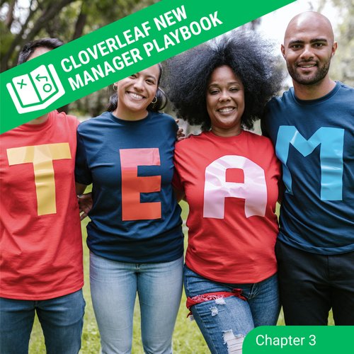 four people are standing next to one another. they are all wearing shirts that spell out the word "team"