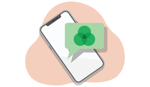 image of a phone with a cloverleaf logo