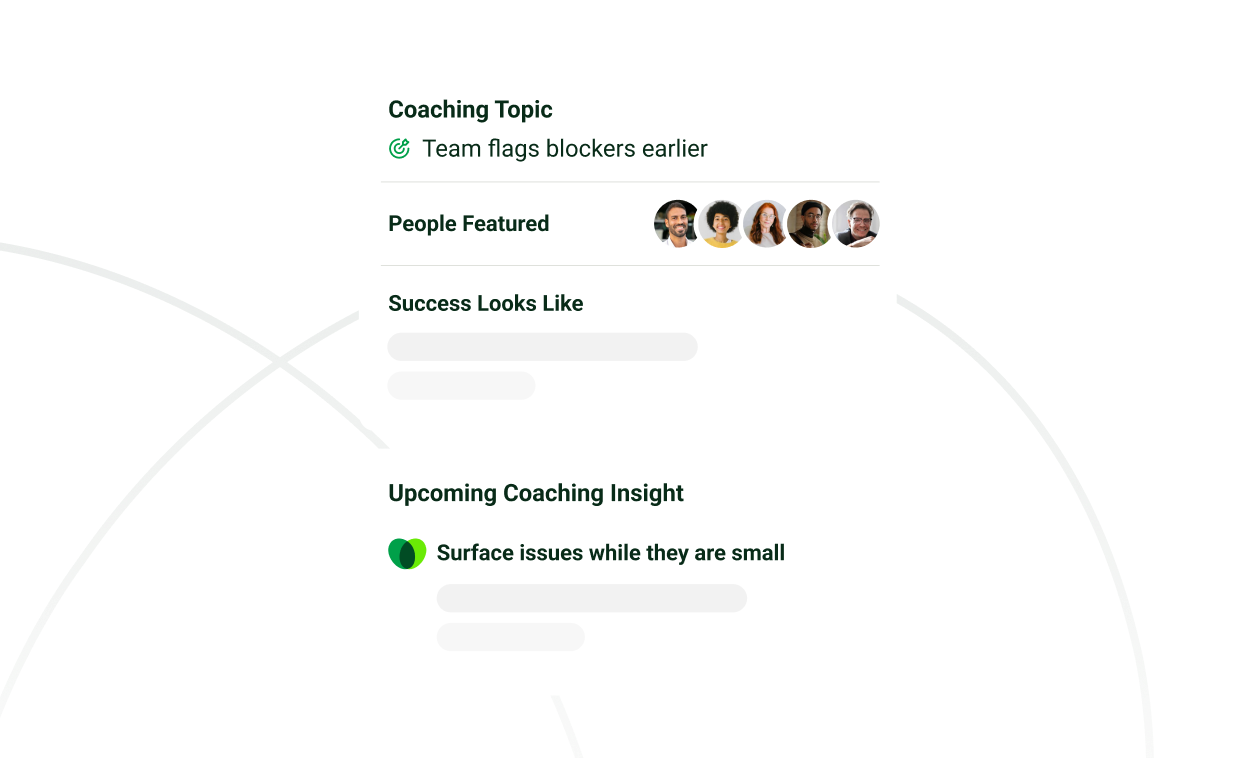 Coaching Topic for a team, Team flags blockers earlier, with the next insight: surface issues while they are small